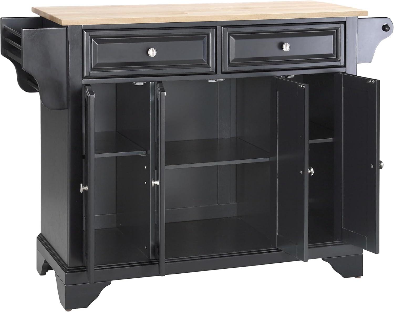 Crosley Furniture LaFayette Natural Wood Top Kitchen Island in Black