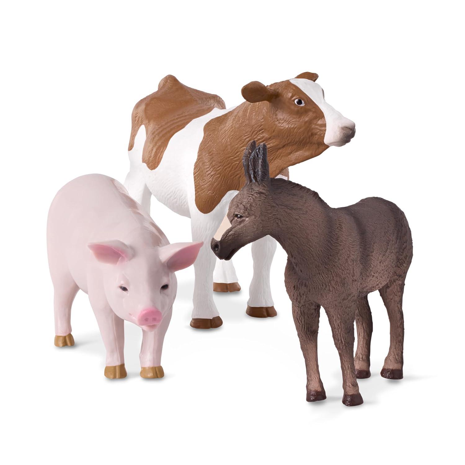Terra by Battat - Farm Animals (Donkey, Cow, Pig) - Farm Animal Toys with Donkey Toy for Kids 3+ Pc, Multi