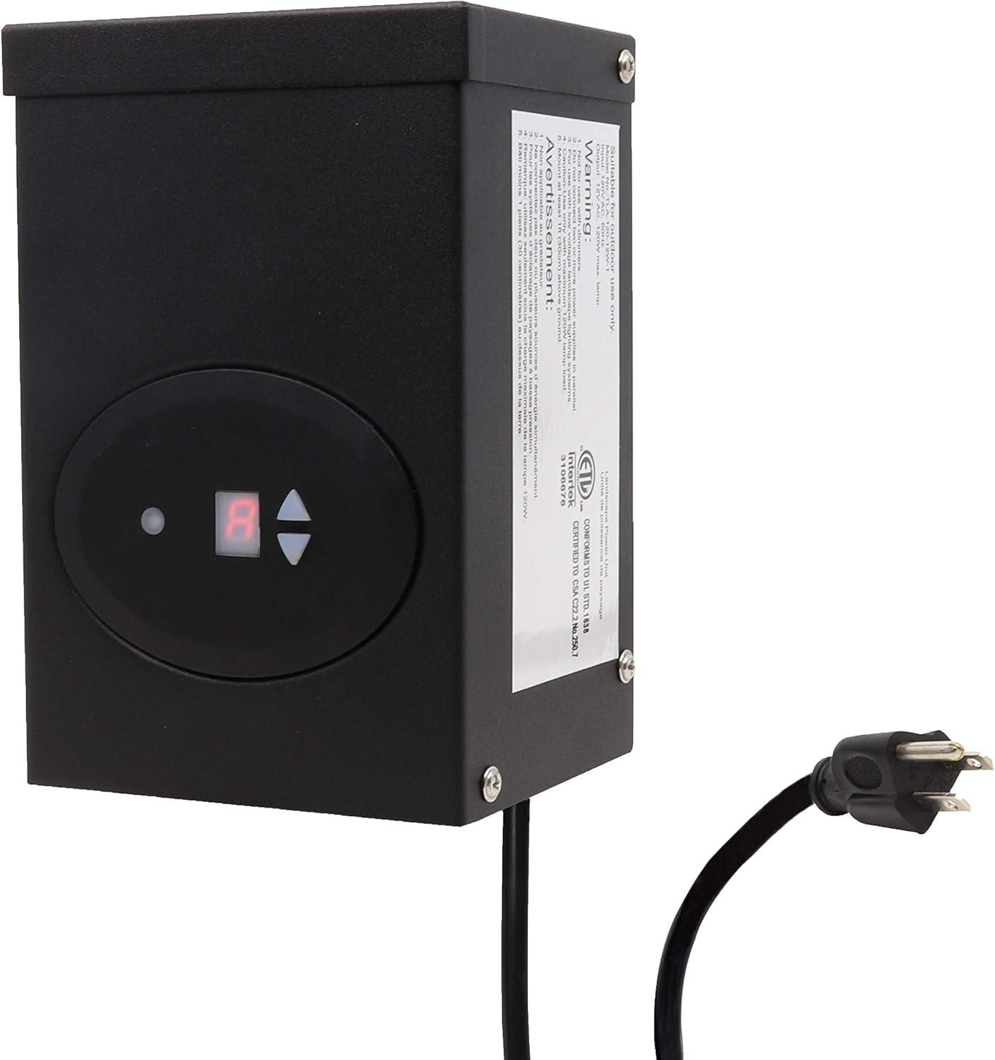 Etl Listed 120w Low Voltage Transformer With Photocell And Timer, 120v Ac To 12v Ac Outdoor Power Pack, Cec Vi Certified