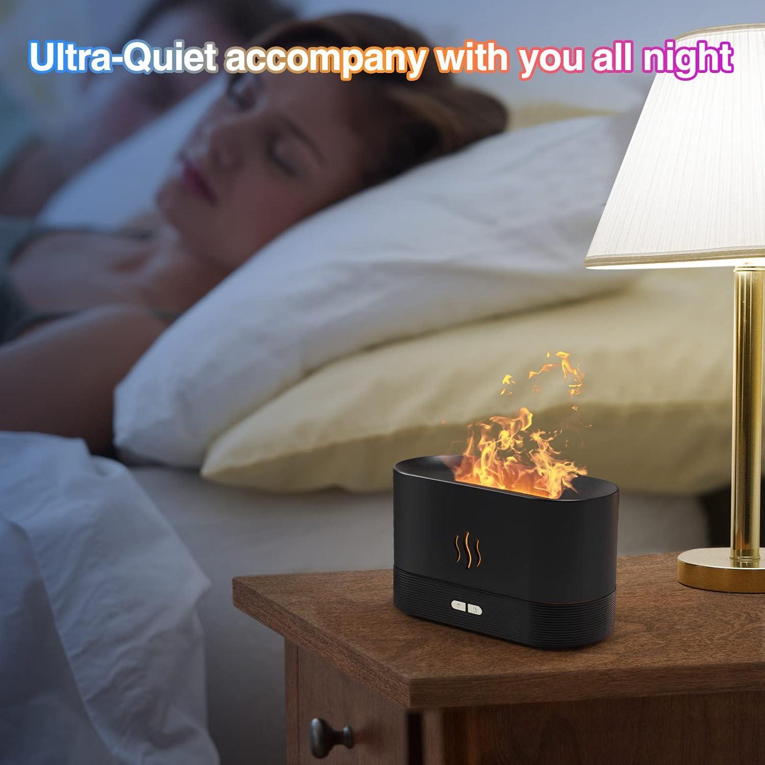 Black USB Electric Aroma Diffuser with Colorful Flame Effect