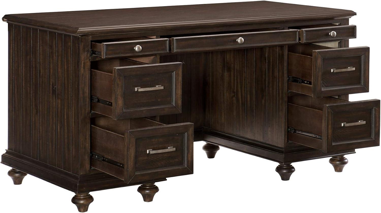Traditional Brown Executive Desk with 7 Drawers