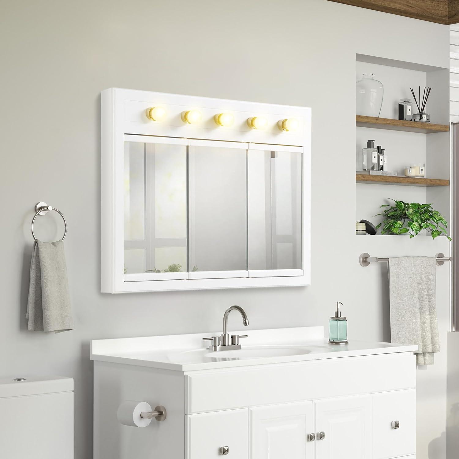 Design House 36 inches Concord Bathroom Medicine Cabinet, Wall Mounted, Mirror in White