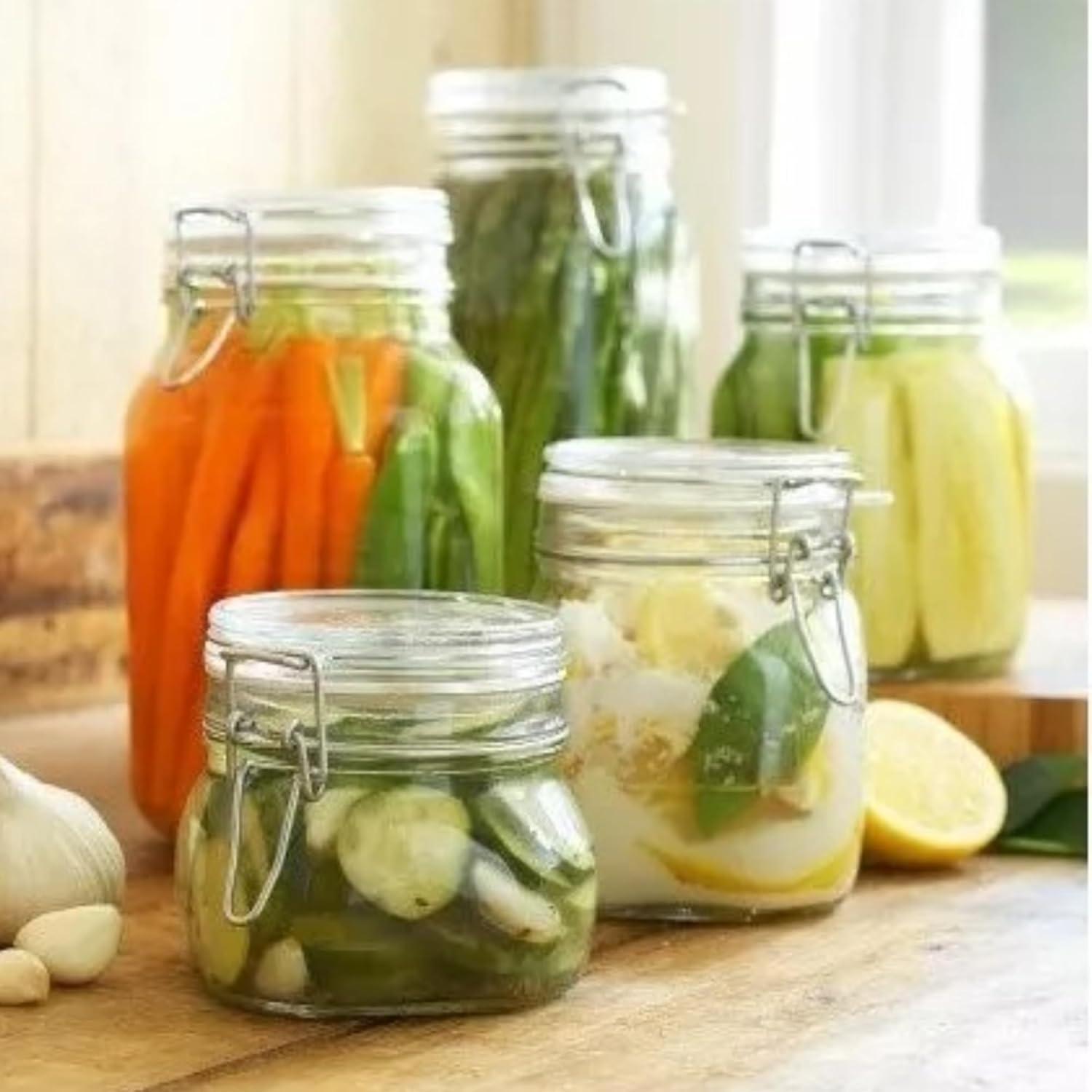 Bormioli Rocco Fido 5L Glass Jar - 169oz Airtight Storage with Metal Clamp & Rubber Gasket - Great for Kitchen Organization, Made in Italy