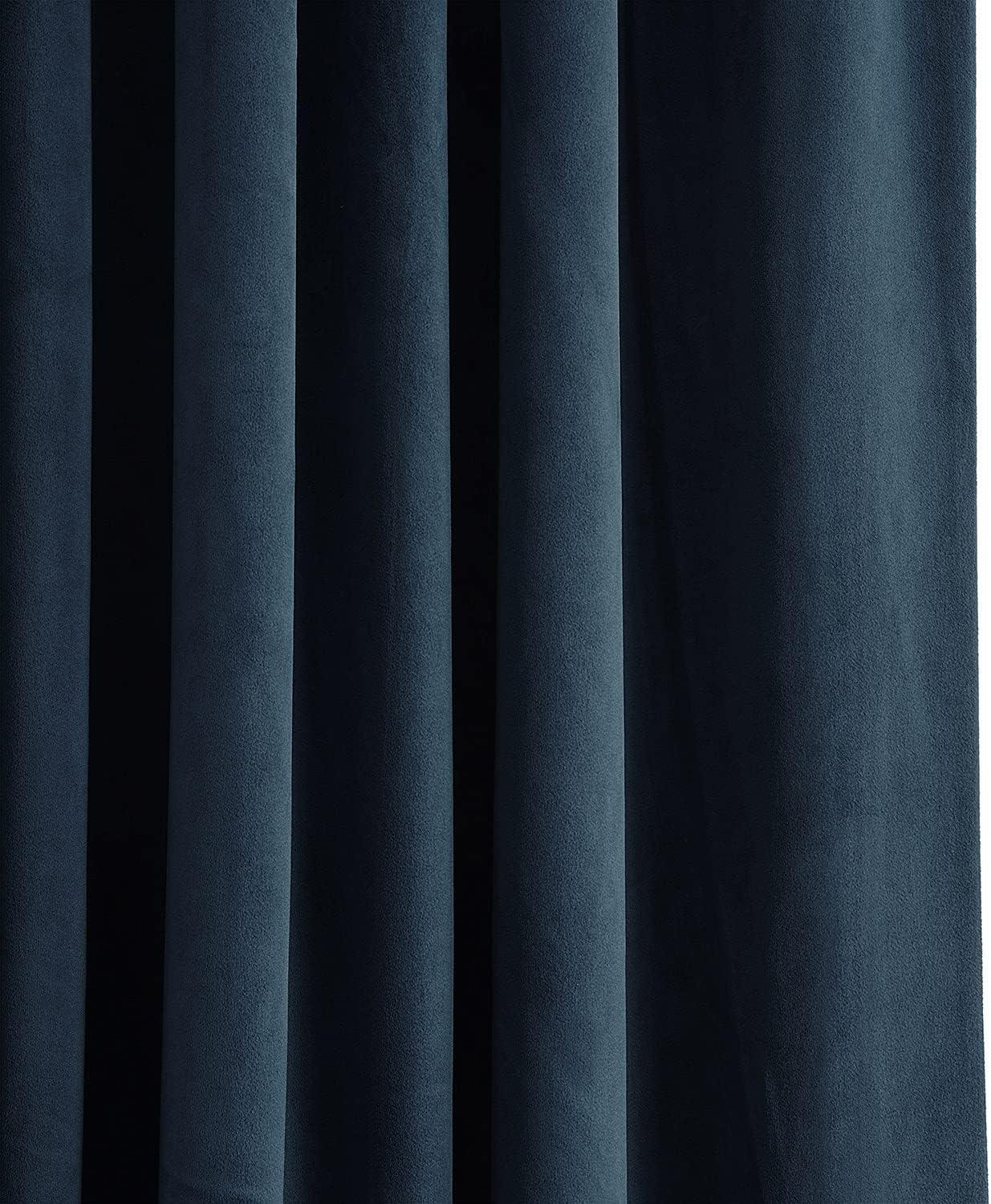 Half Price Drapes Signature Midnight Blue Velvet Blackout Curtains For Bedrooms (1 Panel), 50WX 84L