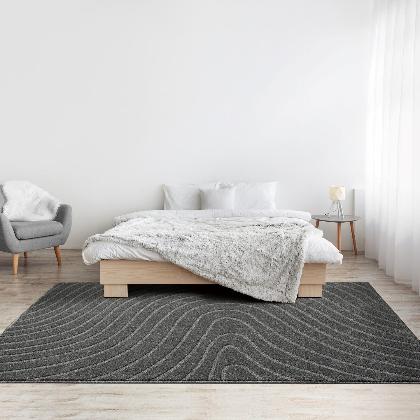 Luxe Weavers Modern Geometric Wave Blue 9x12 Area Rug