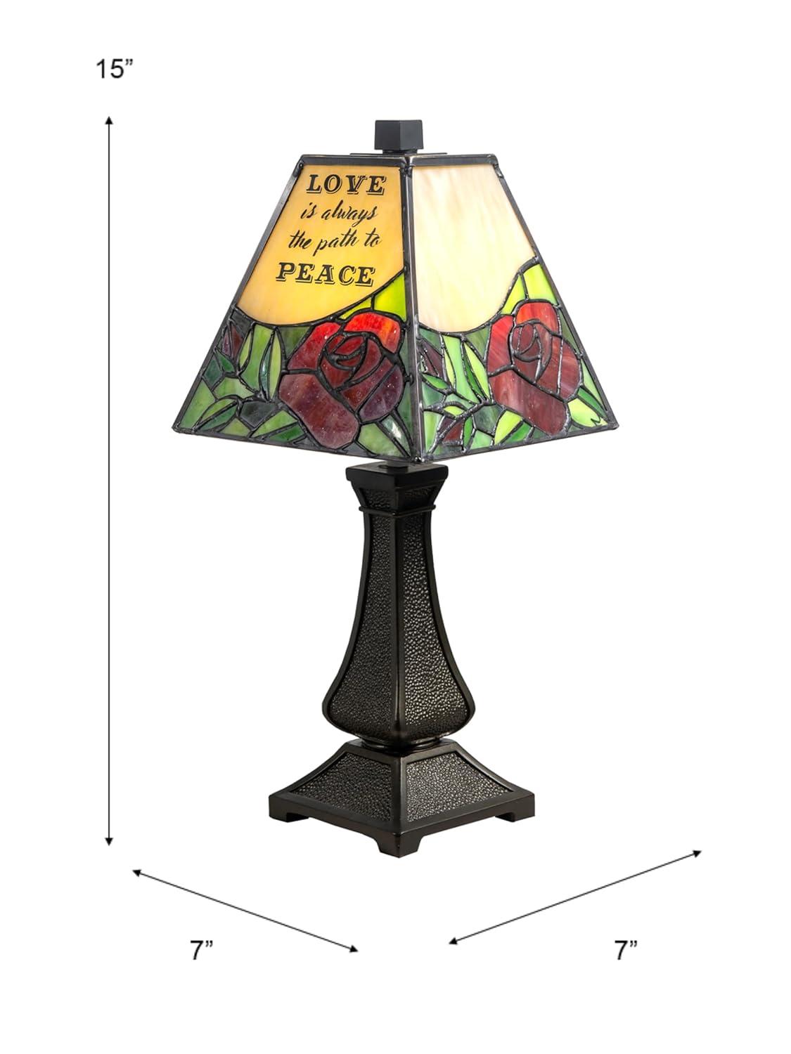 Dale Tiffany Lámpara Decorativa Tiffany Rosa Inspiradora de Bronce Antiguo Lámpara Decorativa