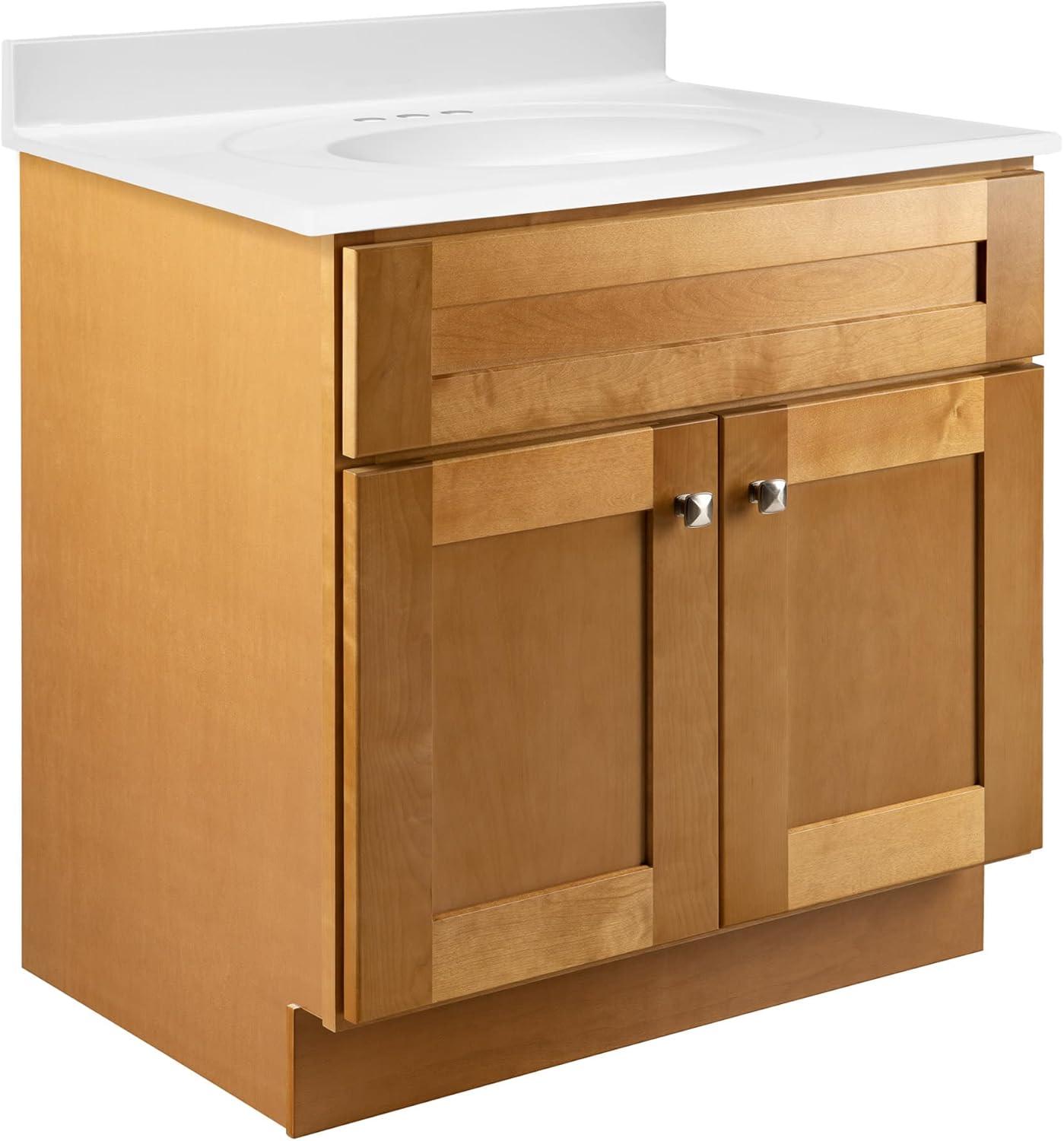 Design House 587121 Brookings 30x21 Unassembled Modern 2-Door Shaker Bathroom Vanity Cabinet Only, Modern Birch