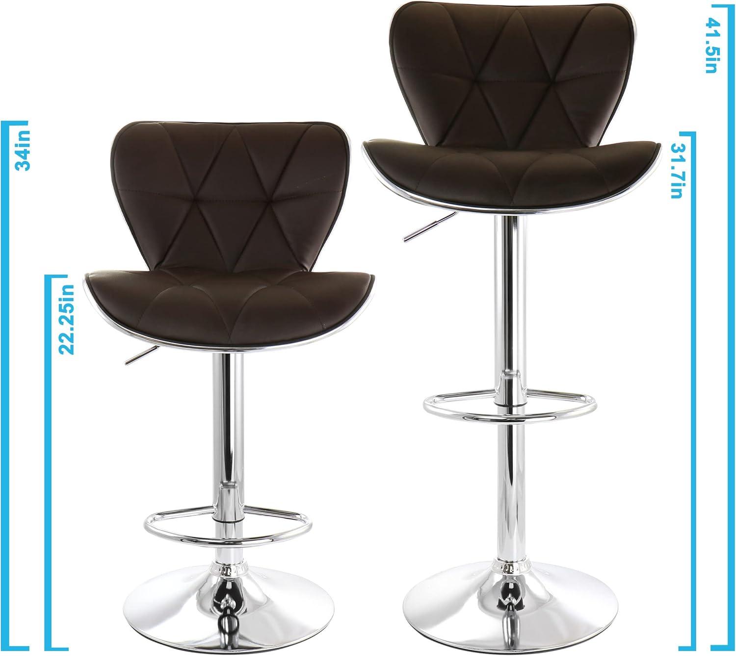 Elama 2 Piece Adjustable Faux Leather Bar Stool Set