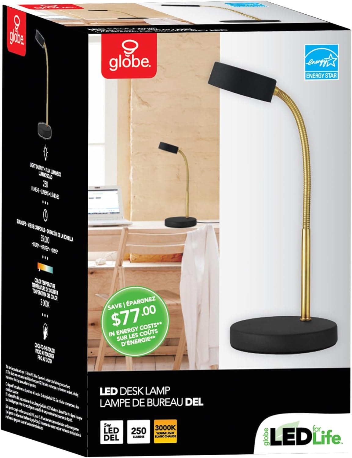 Globe Electric 5 Watt Matte Black Energy Star Integrated LED Desk Lamp