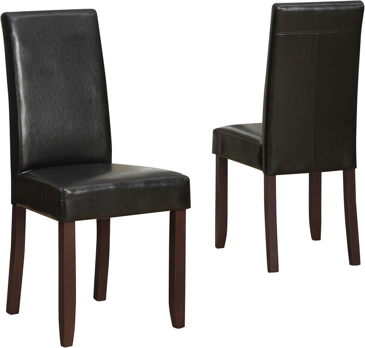 Acadian Midnight Black Faux Leather Upholstered Parsons Side Chair