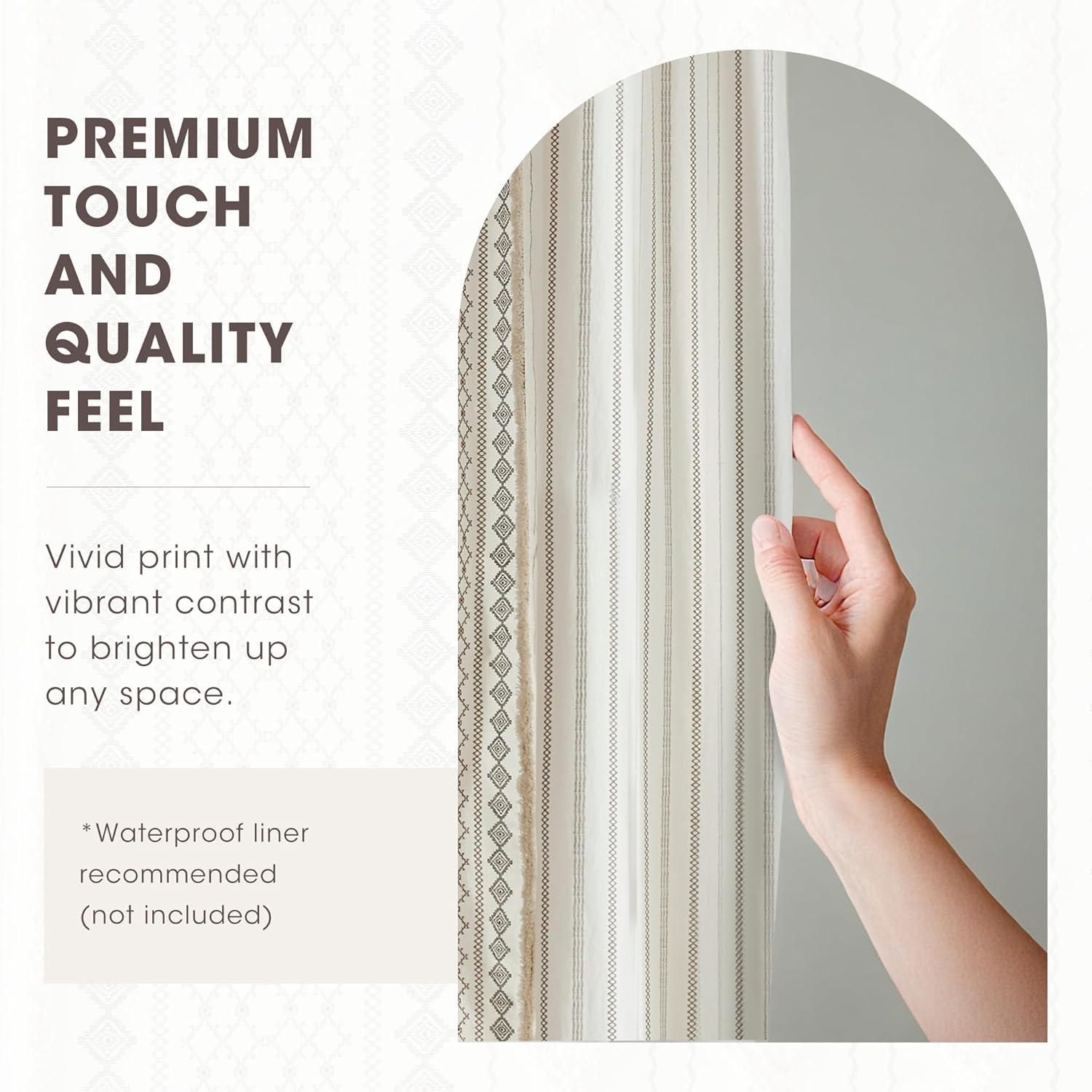 INK+IVY Imani 100% Cotton Printed Shower Curtain with Chenille