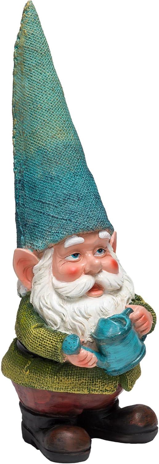 15" Outdoor Polyresin Garden Gnome with Watering Can - Alpine Corporation: Weatherproof Yard Decor