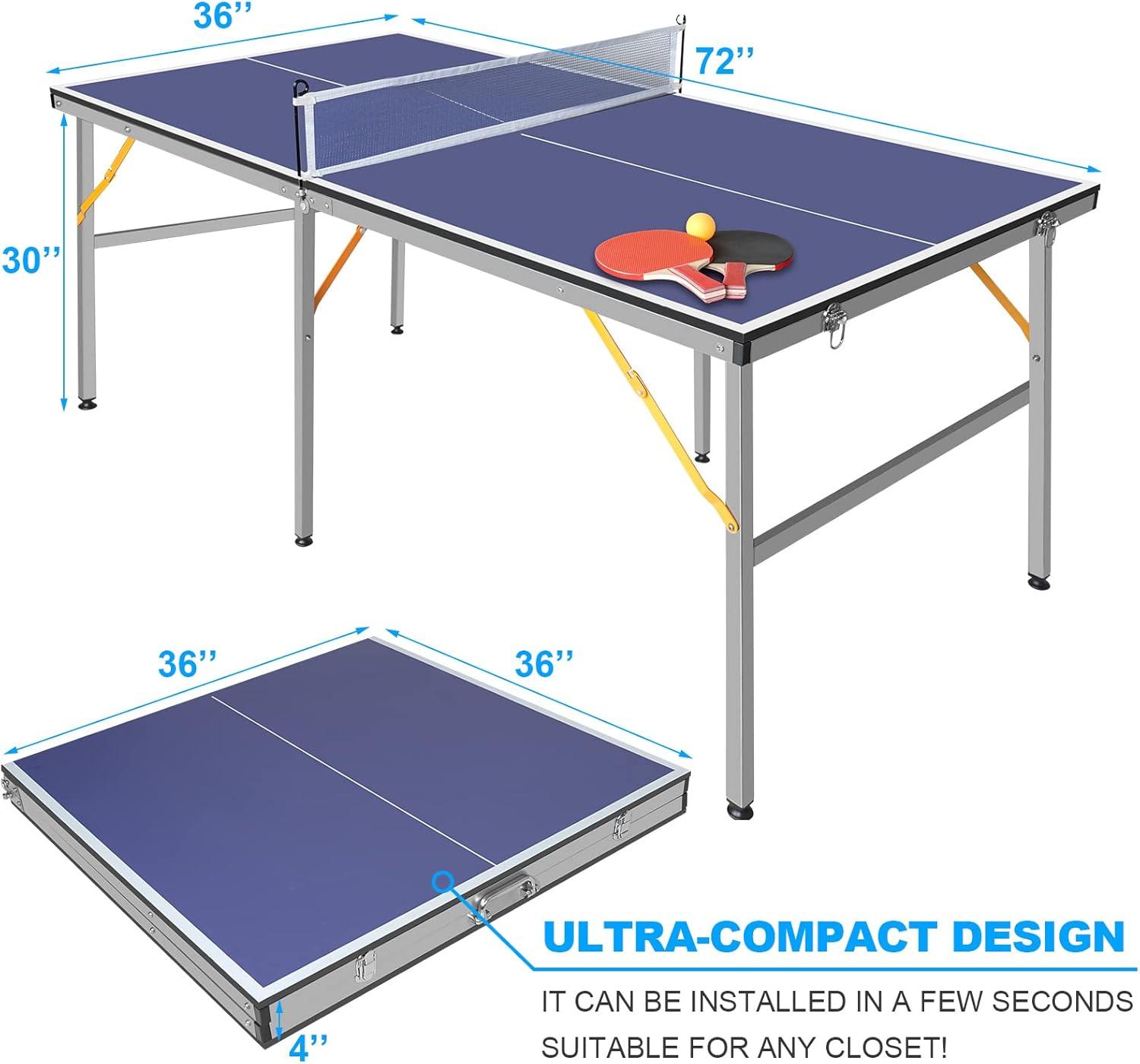 Foldable Blue MDF Outdoor Table Tennis Set with Net and Paddles