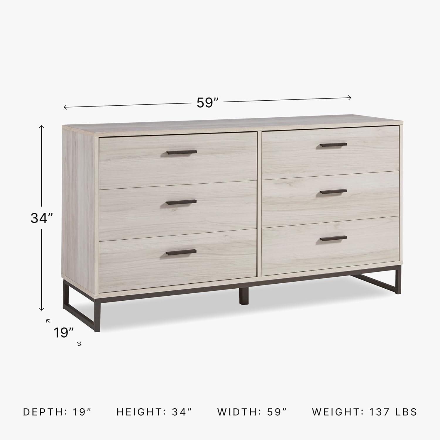 Signature Design by Ashley Contemporary Socalle 6 Drawer Dresser, Light Natural