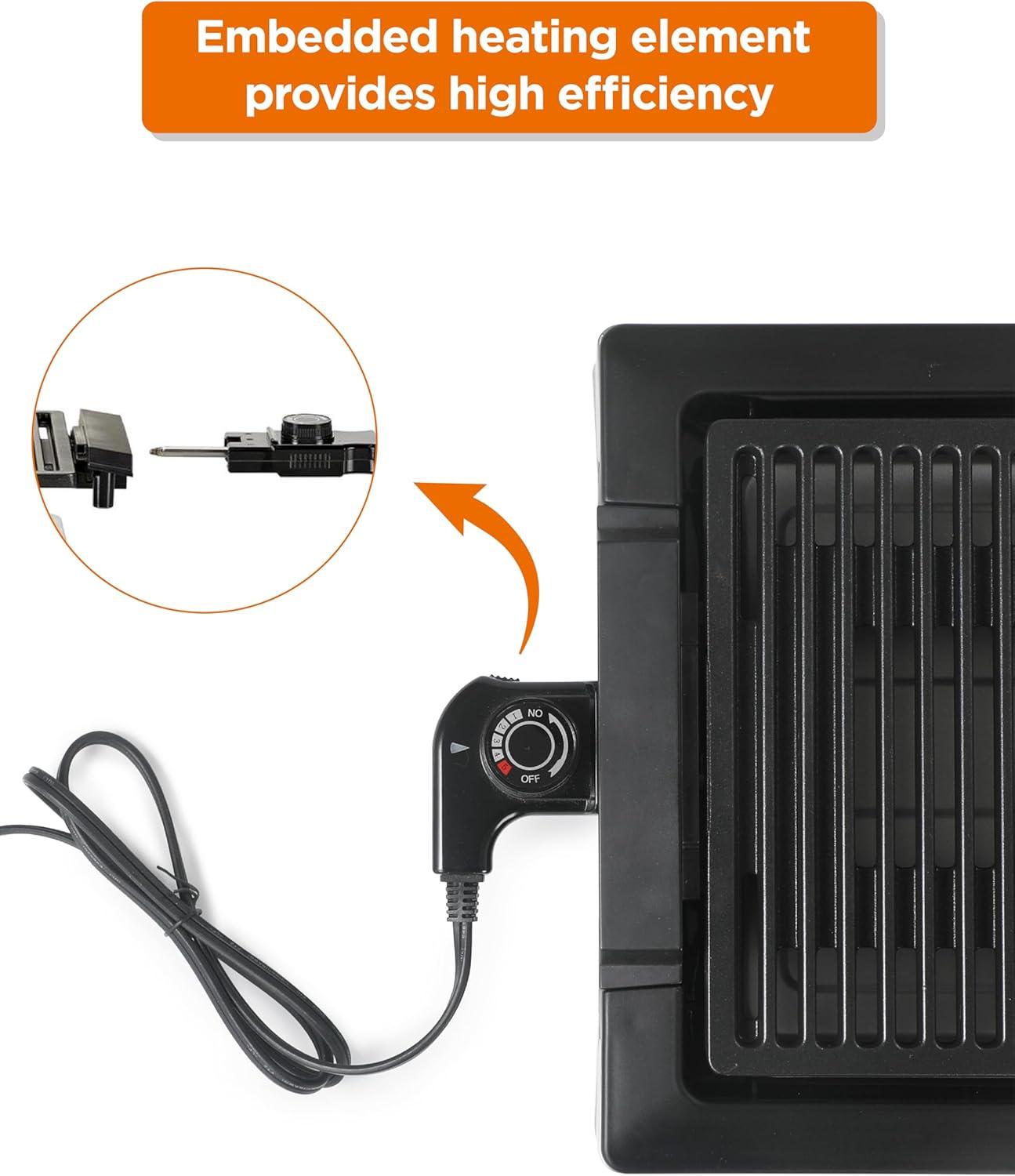 Commercial Chef COMMERCIAL CHEF Indoor Grill for Countertop Electric Grill with Adjustable Temperature Control