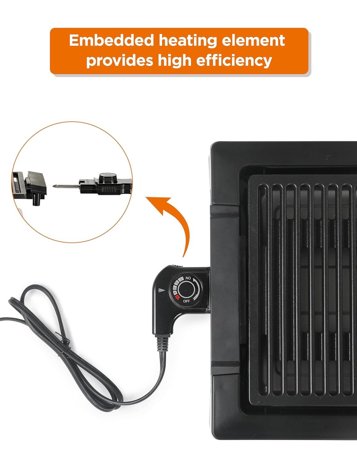 Commercial Chef COMMERCIAL CHEF Indoor Grill for Countertop Electric Grill with Adjustable Temperature Control