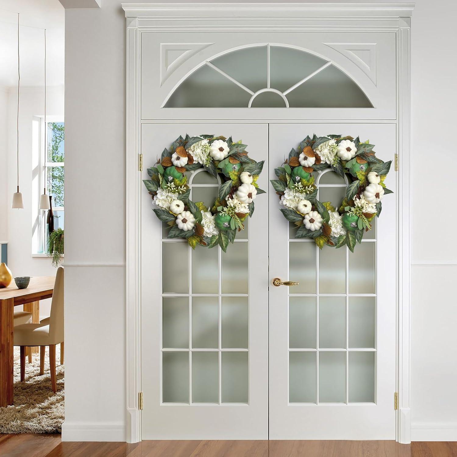 Fall Wreath 20’’ Autumn Front Door Wreath Harvest Wreath with Sunflower Pumpkins Berries Maple Leaves Daisies for Outside Indoor Home Wall Festival Thanksgiving Autumn Farmhouse Decor