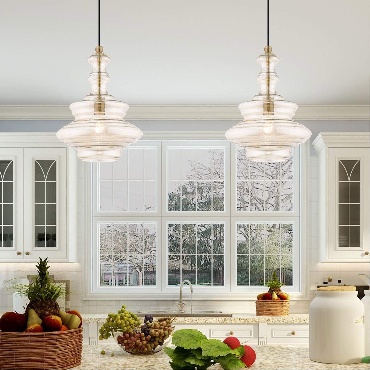 Livex Lighting Art Glass 1 - Light Pendant in  Antique Brass