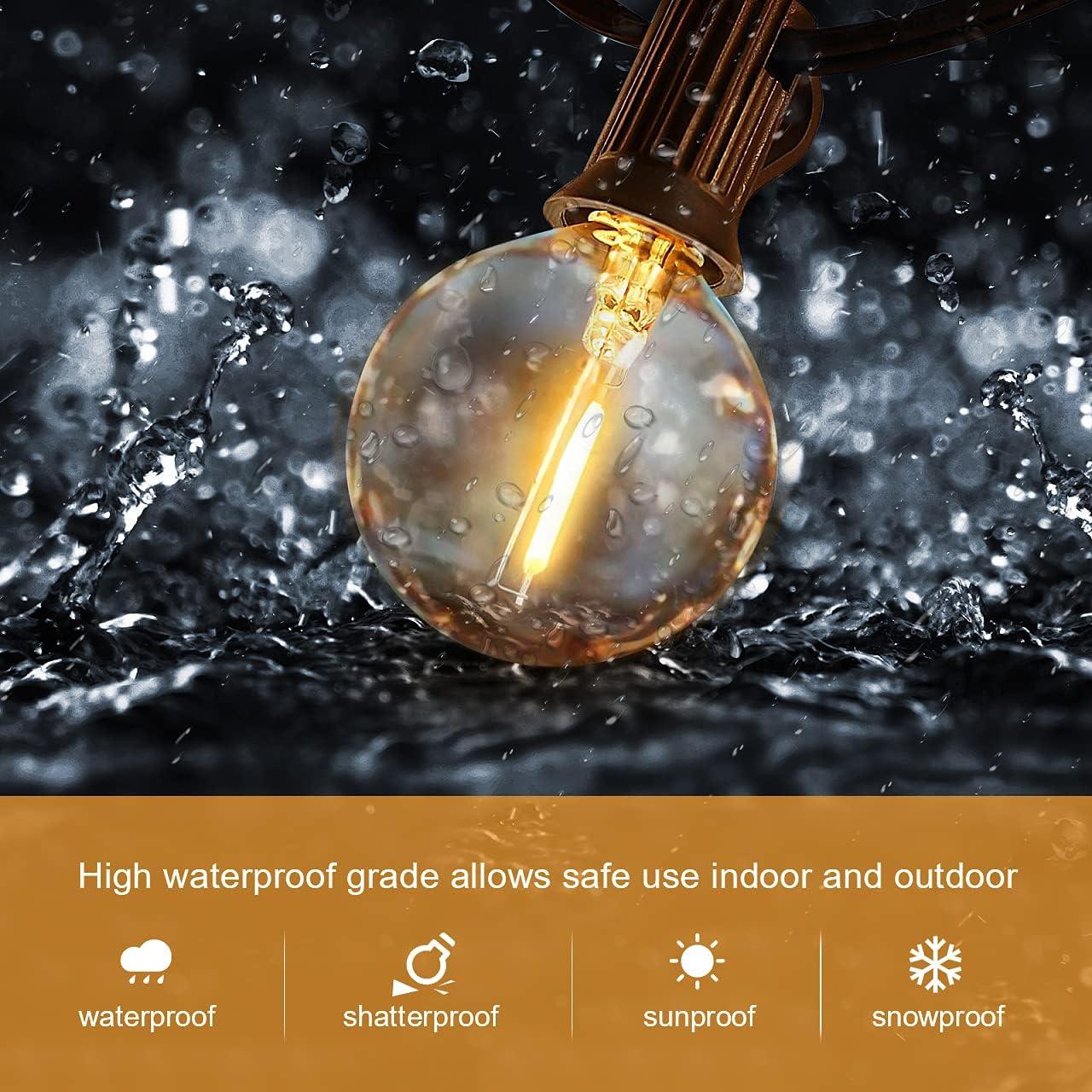 HISTAR 48Ft Patio Lights Outdoor Waterproof 24+2 Edison Bulbs for Garden, Porch, Backyard, Balcony, Bistro, Cafe Lights Decor