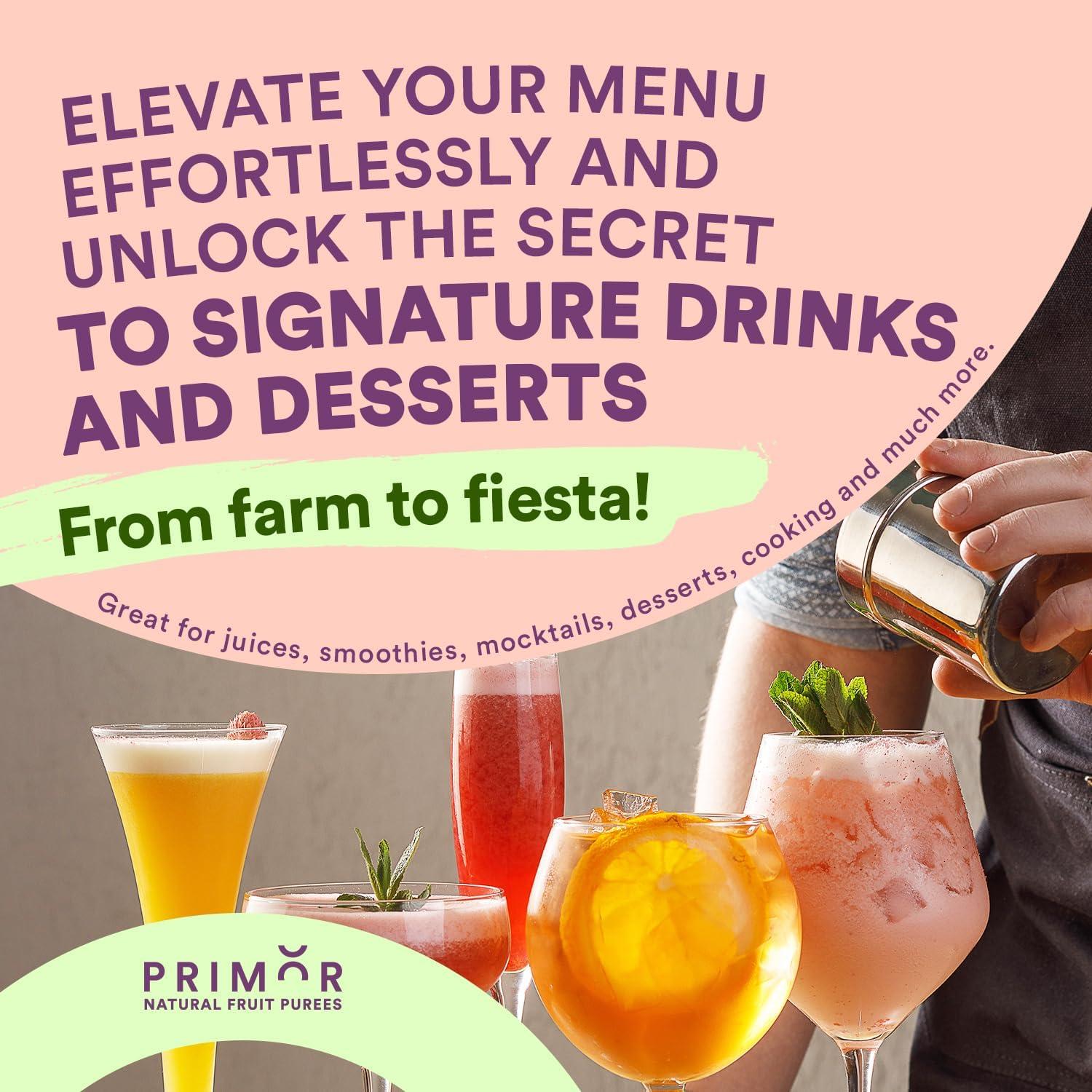 Primor Fruit Purees | Made with Real Fruit | Countless Applications: Juices, Smoothies, Cocktails, Desserts, and More - Lime