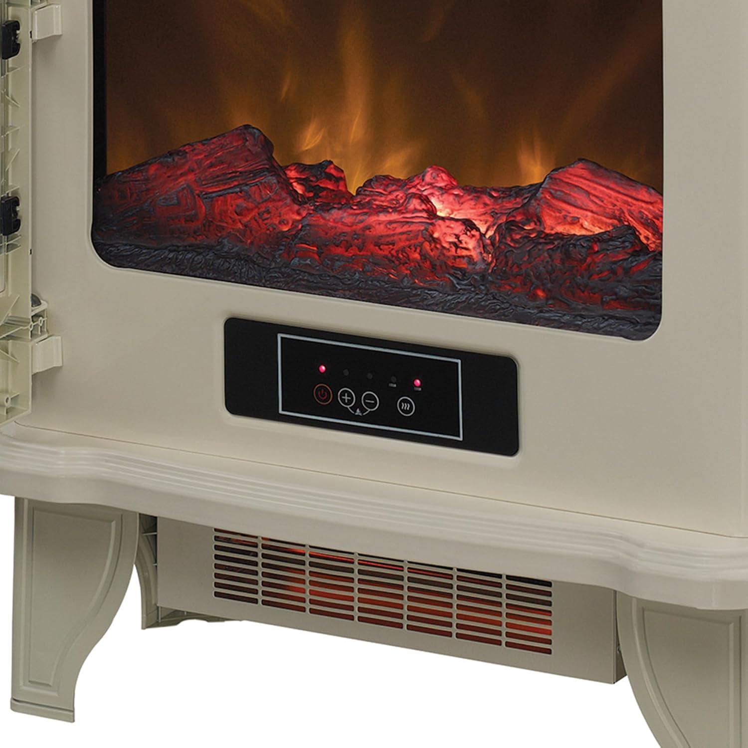 YfulYde Electric Fireplace Stove 1500 Watt Infrared Heater with Flickering Flame Effects - Cream