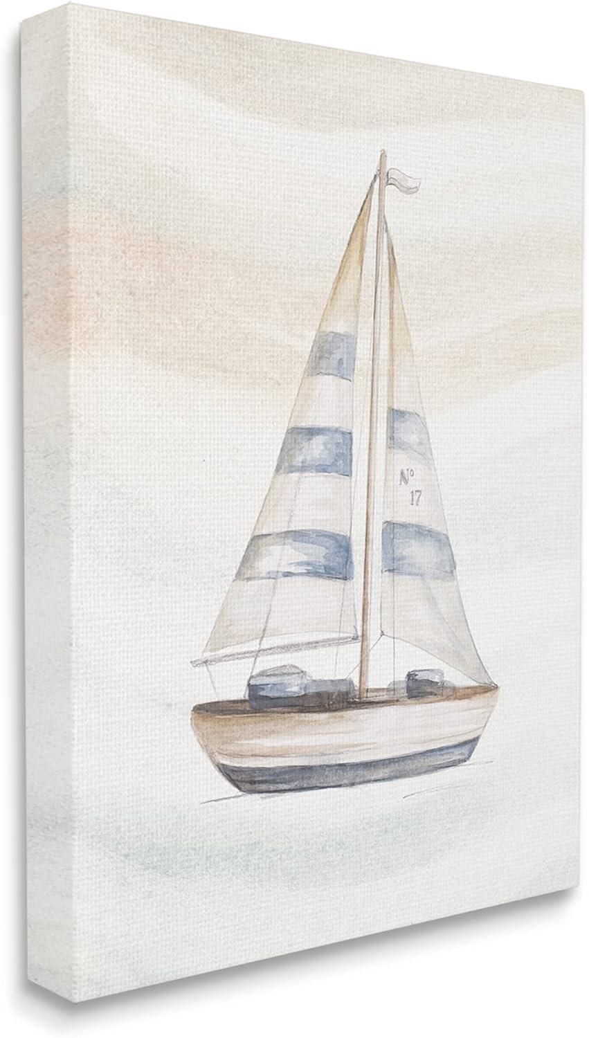 Stupell Industries " Nautical Sailboat Drifting Pale Abstract Ocean Waves " by Patricia Pinto Painting Print