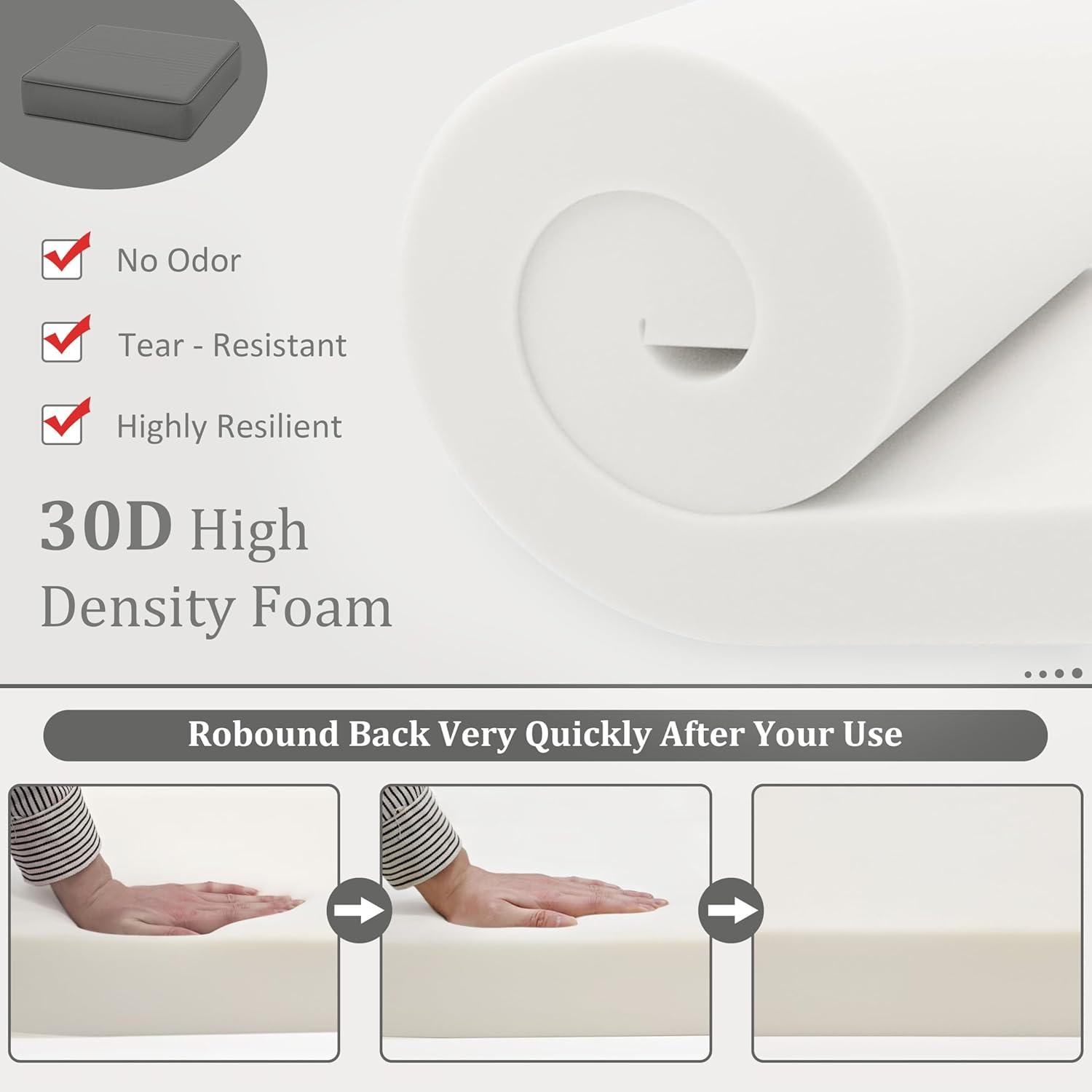 Kimunuk 14 Piece Outdoor Furniture Replacement Cushions, 5" Foam Foam High-Density, Fits 6-Seat Sectional Rattan Conversation Set, Patio Water-Resistant Sofa Cushions, Light Grey