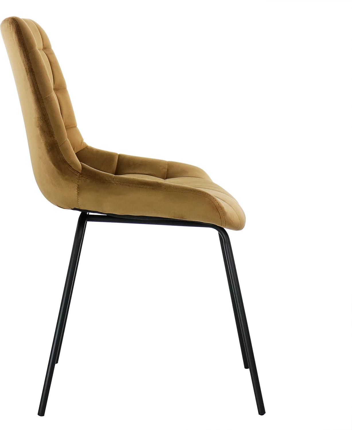 Elama Tufted Chair in Brown with Metal Legs (Set of 2)