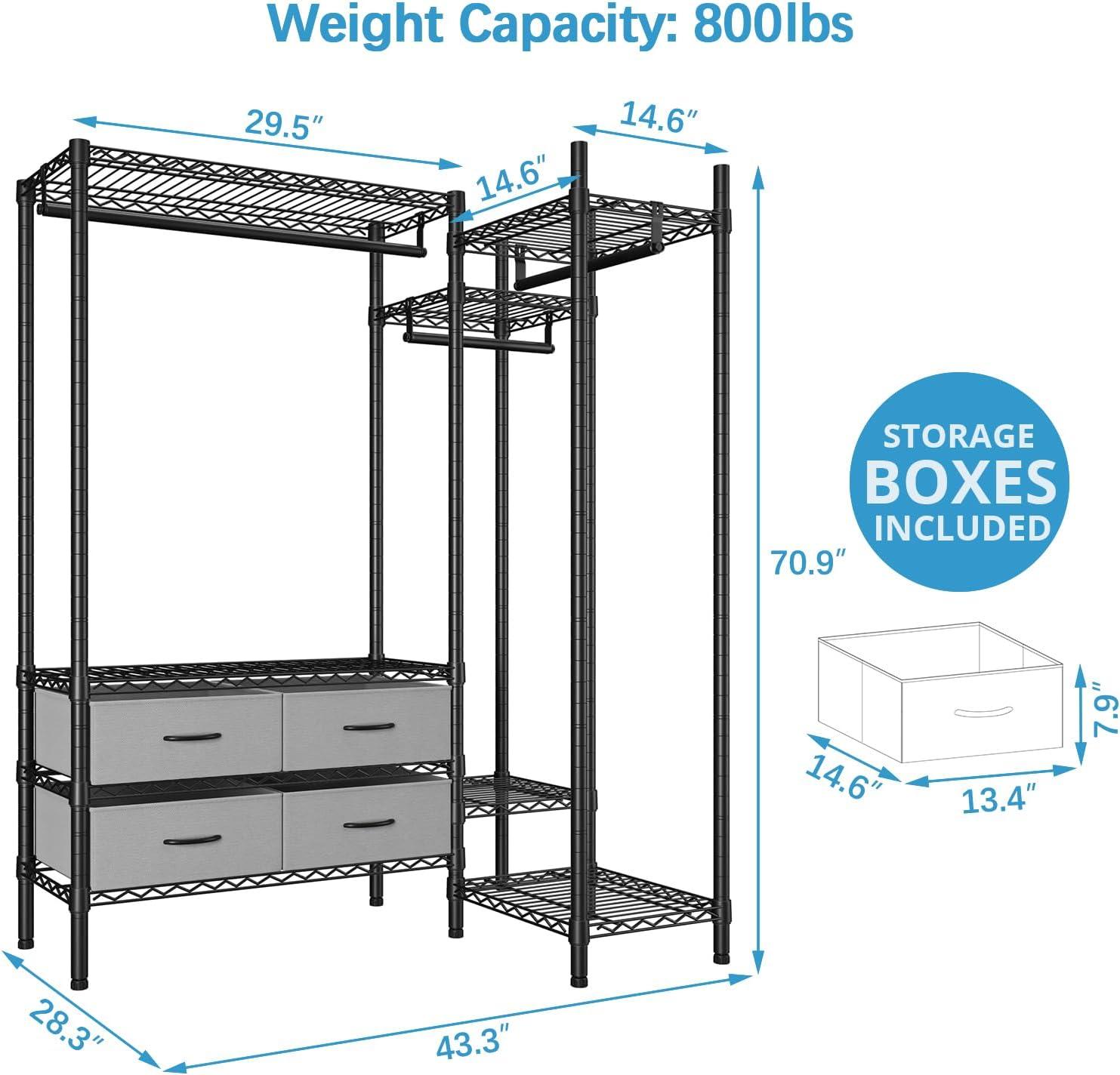 VIPEK L20 L Shaped Garment Rack Corner Adjustable Clothing Rack Heavy Duty Metal Wardrobe Closet