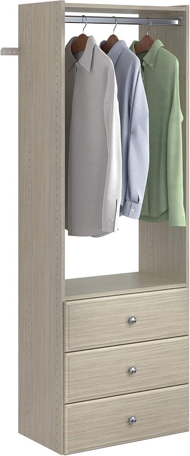 Weathered Gray Adjustable Closet Tower with Drawers