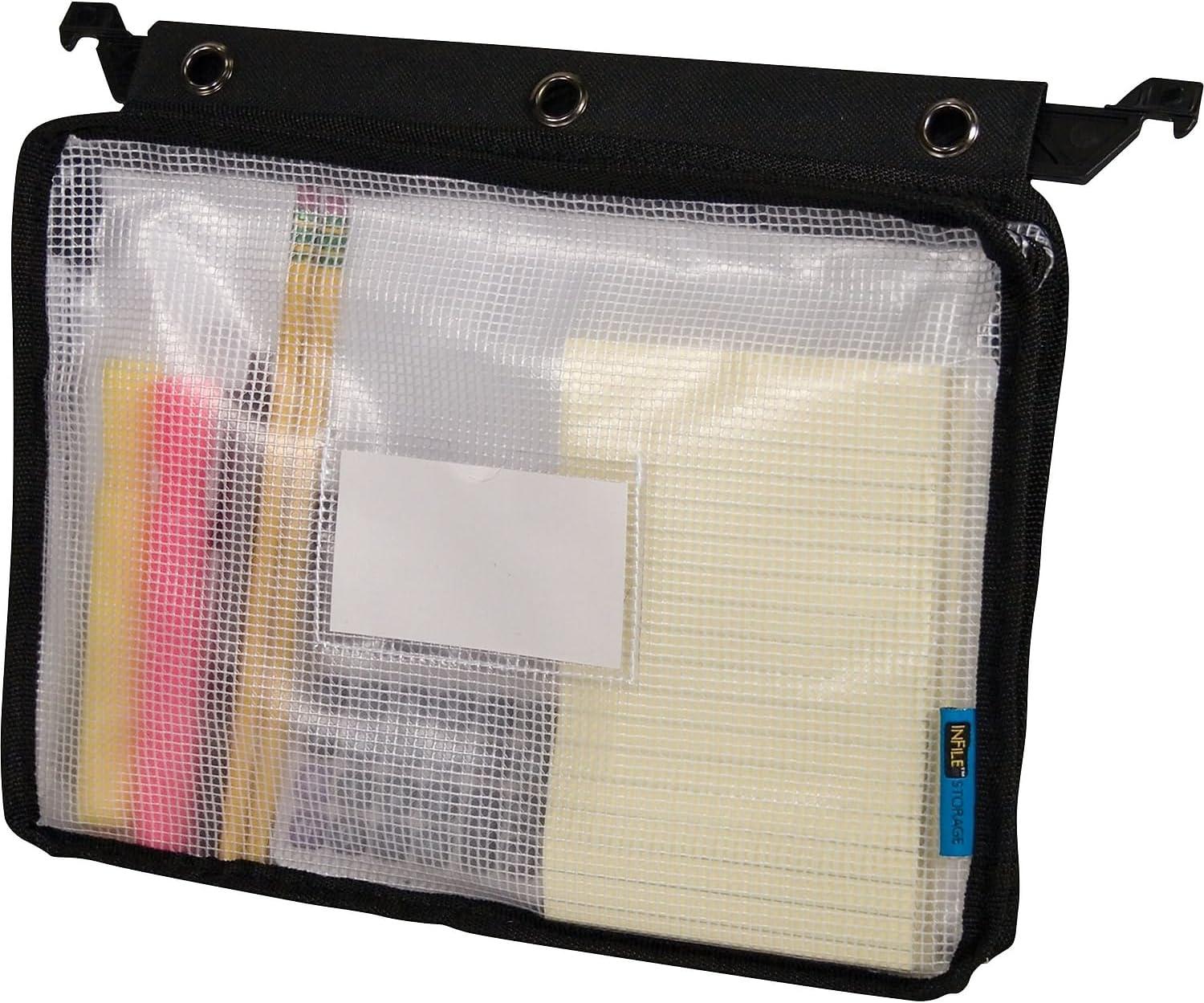 Advantus Expanding Zipper Pouch Clear Mesh Letter Size Zipper Binders, Black