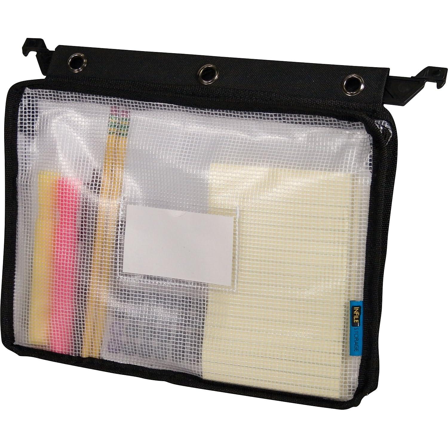 Advantus Expanding Zipper Pouch Clear Mesh Letter Size Zipper Binders, Black