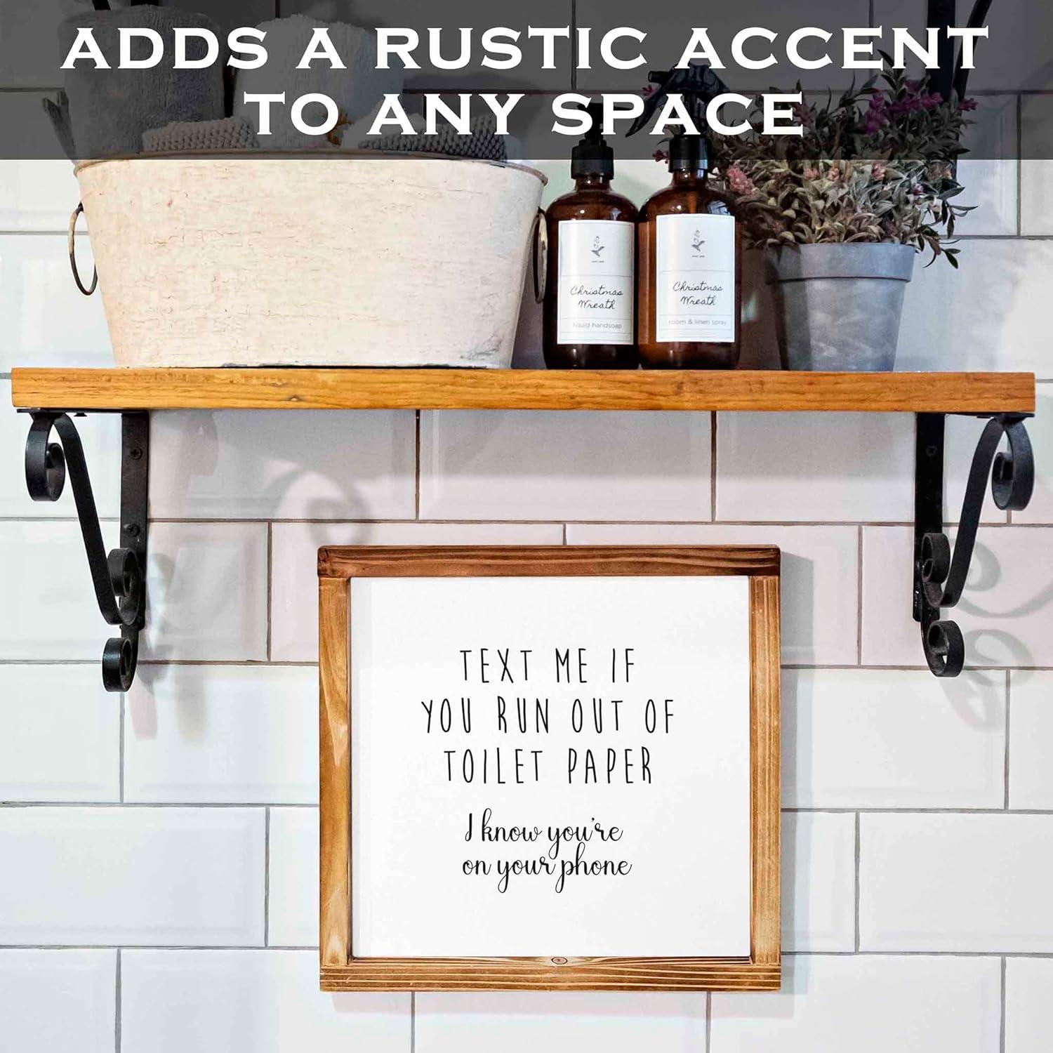 Funny Rustic Wood Bathroom Wall Sign 12x12 Inch