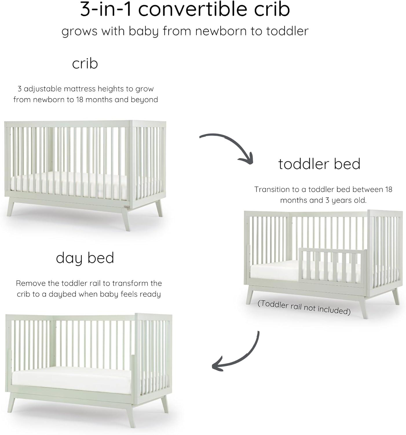 dadada Sage Soho 3-in-1 Convertible Crib to Toddler Bed Furniture