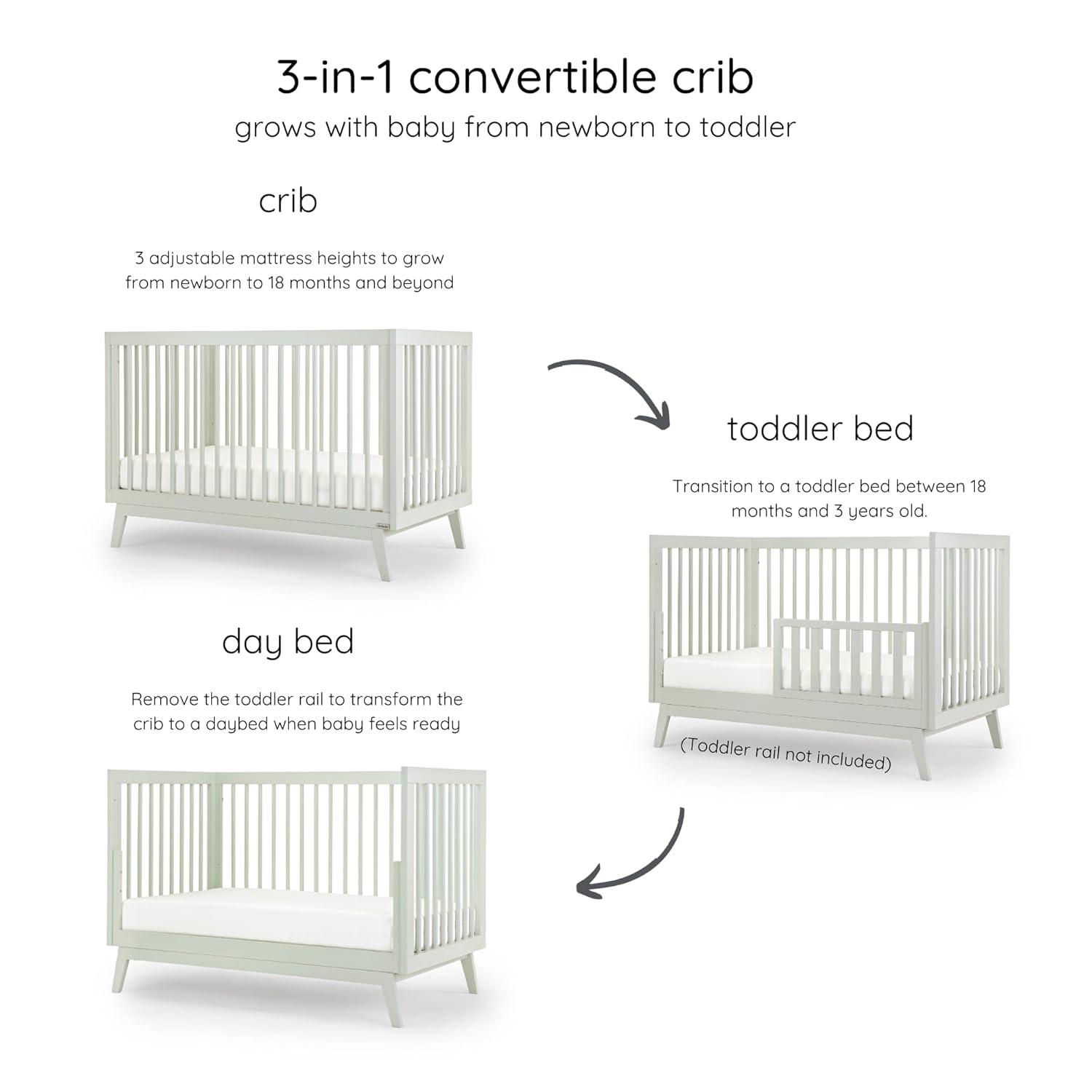dadada Sage Soho 3-in-1 Convertible Crib to Toddler Bed Furniture