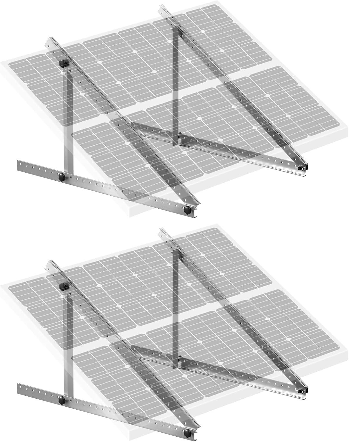 KFFKFF 45-Inch Solar Panel Mount Brackets, Adjustable 0-90° Tilt, Suitable for 100-550W Panels, Aluminum Construction with Foldable Legs for RVs, Roofs, Boats, Off-Grid Applications