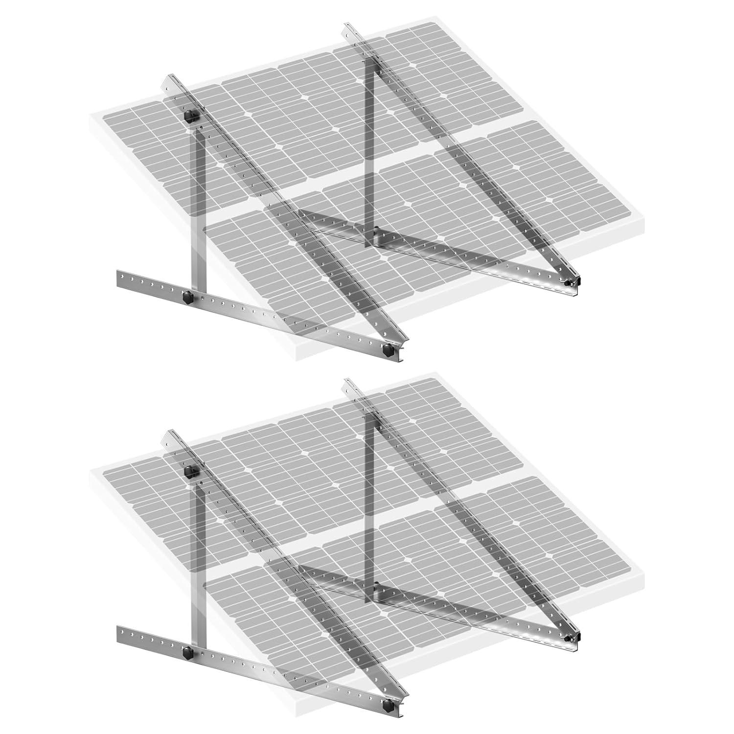 KFFKFF 45-Inch Solar Panel Mount Brackets, Adjustable 0-90° Tilt, Suitable for 100-550W Panels, Aluminum Construction with Foldable Legs for RVs, Roofs, Boats, Off-Grid Applications
