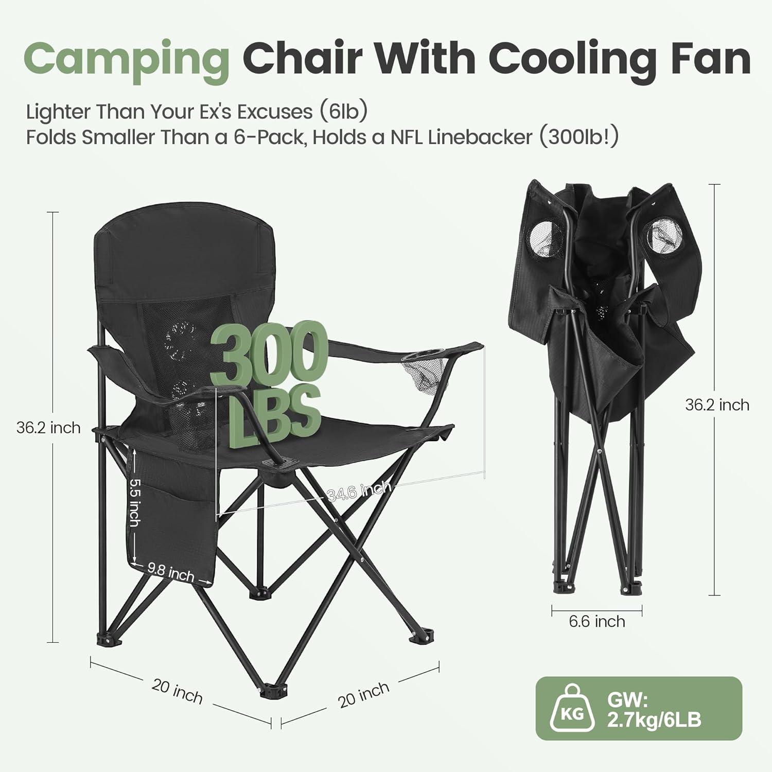 2 Pack Lightweight Camping Chairs for Adults & Teens, 250LBS Capacity Foldable Portable Chairs with Carry Bag, Compact Design for Camping, Beach, Picnics, and Outdoor Events