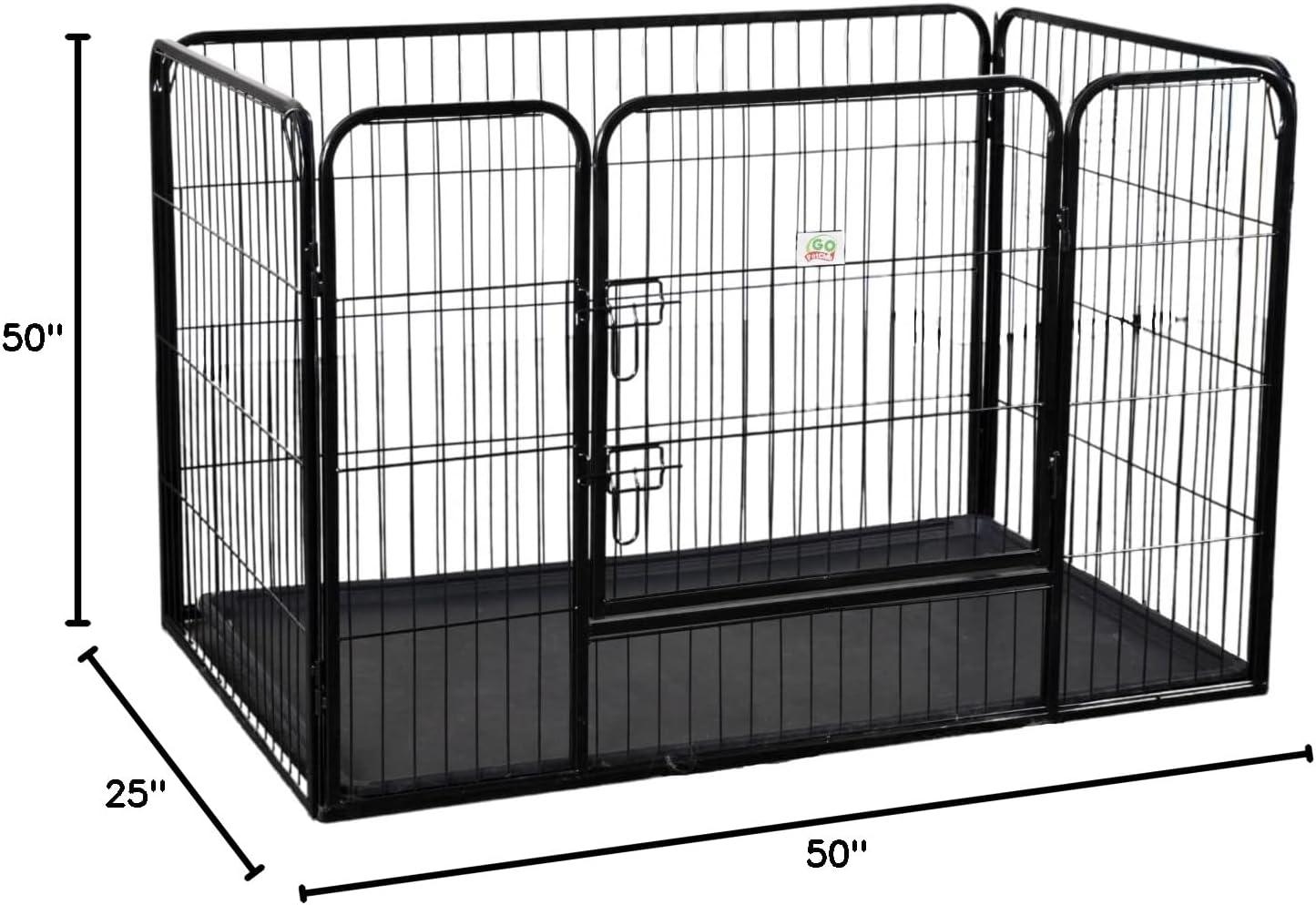 Heavy Duty Black Metal Pet Playpen with Plastic Pan