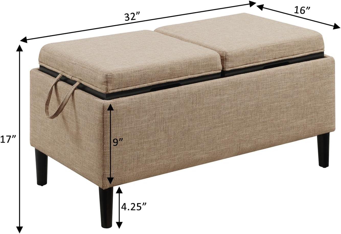 Convenience Concepts Designs4Comfort Storage Ottoman with Trays in Cream Fabric