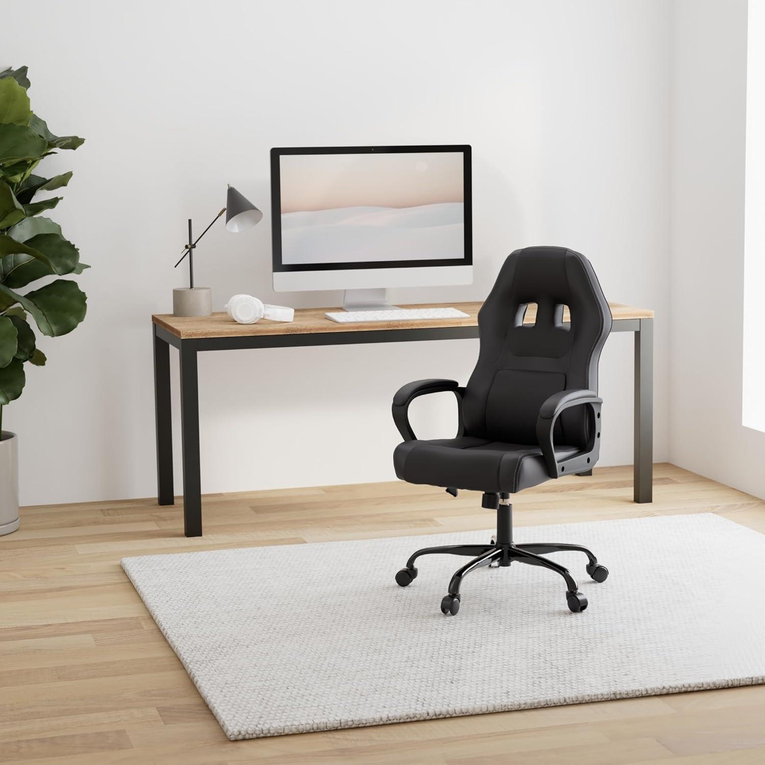 Dkelincs Gaming Chair Adjustable Game Chair PU Leather Computer Chair High Back Office Desk Chair with 360° Rolling Wheels & Lumbar Support for Teen, Red