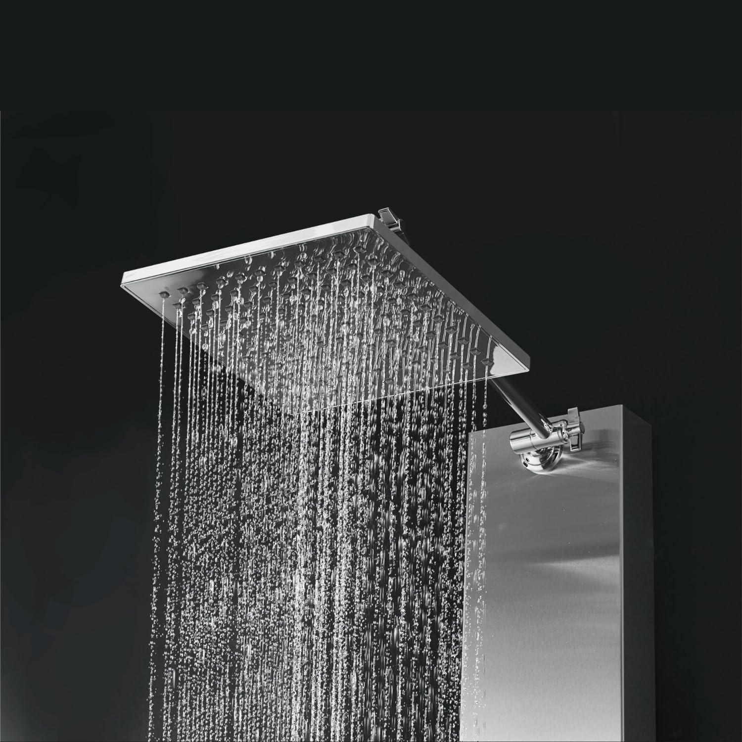 48" Brushed Stainless Steel Wall Mount Shower Panel with Rainfall Head