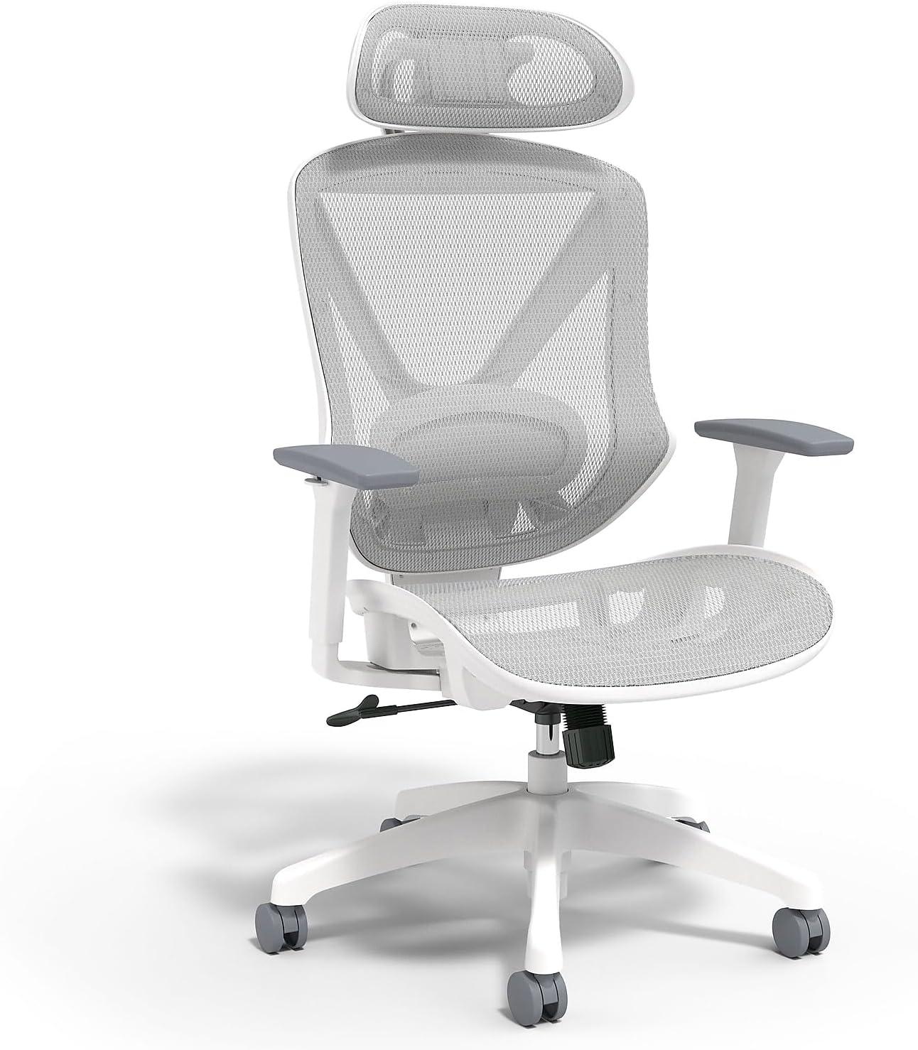 Gray Ergonomic Mesh Swivel Task Chair with Adjustable Arms