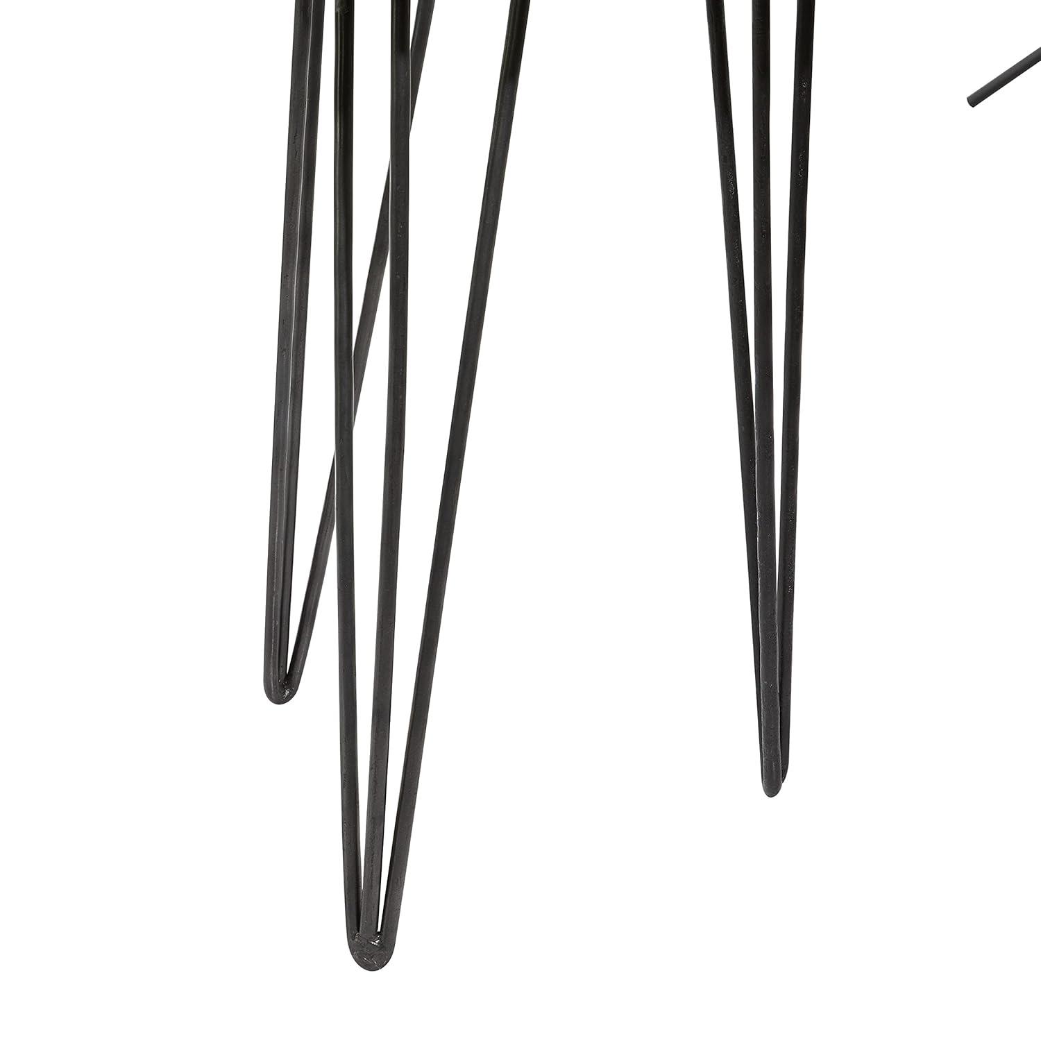 Union Rustic Villalpando Wooden Side End Brown Accent Table with Black Metal Hairpin Legs