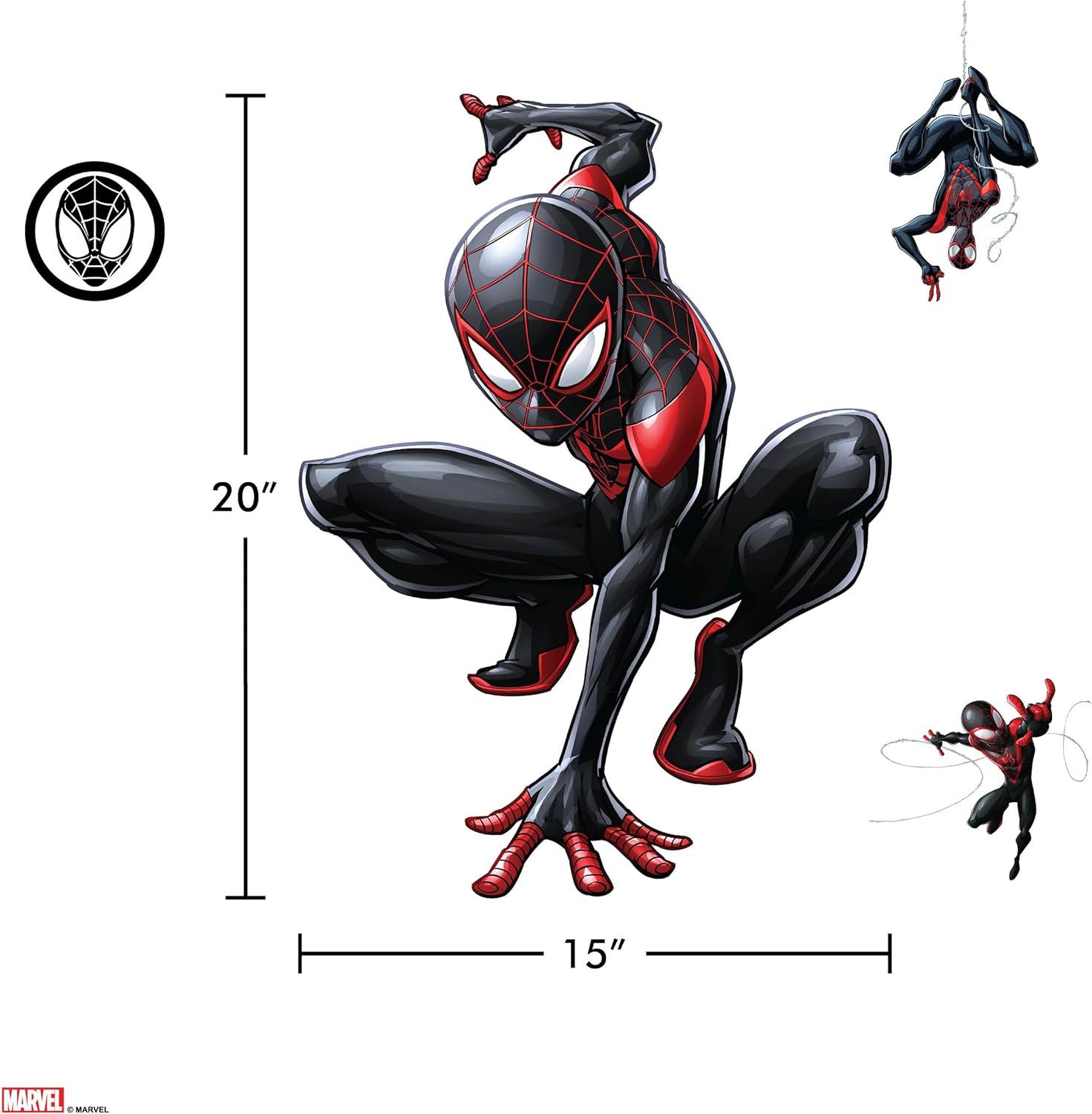 Wall Palz Marvel Miles Morales Wall Decal - 20" Augmented Reality Spider-Man Bedroom Decor Peel and Stick Vinyl Wall Stickers