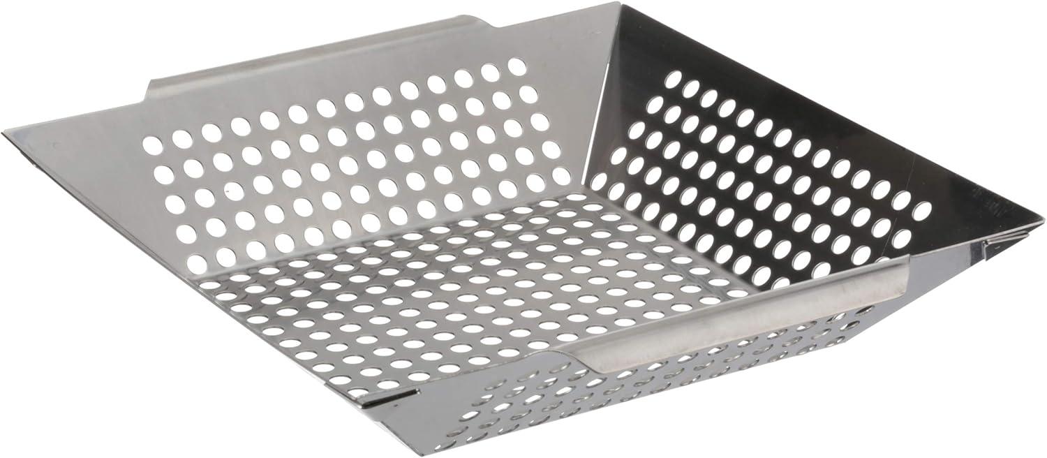 Stainless Steel Grill Basket with Handles for Vegetables and Seafood