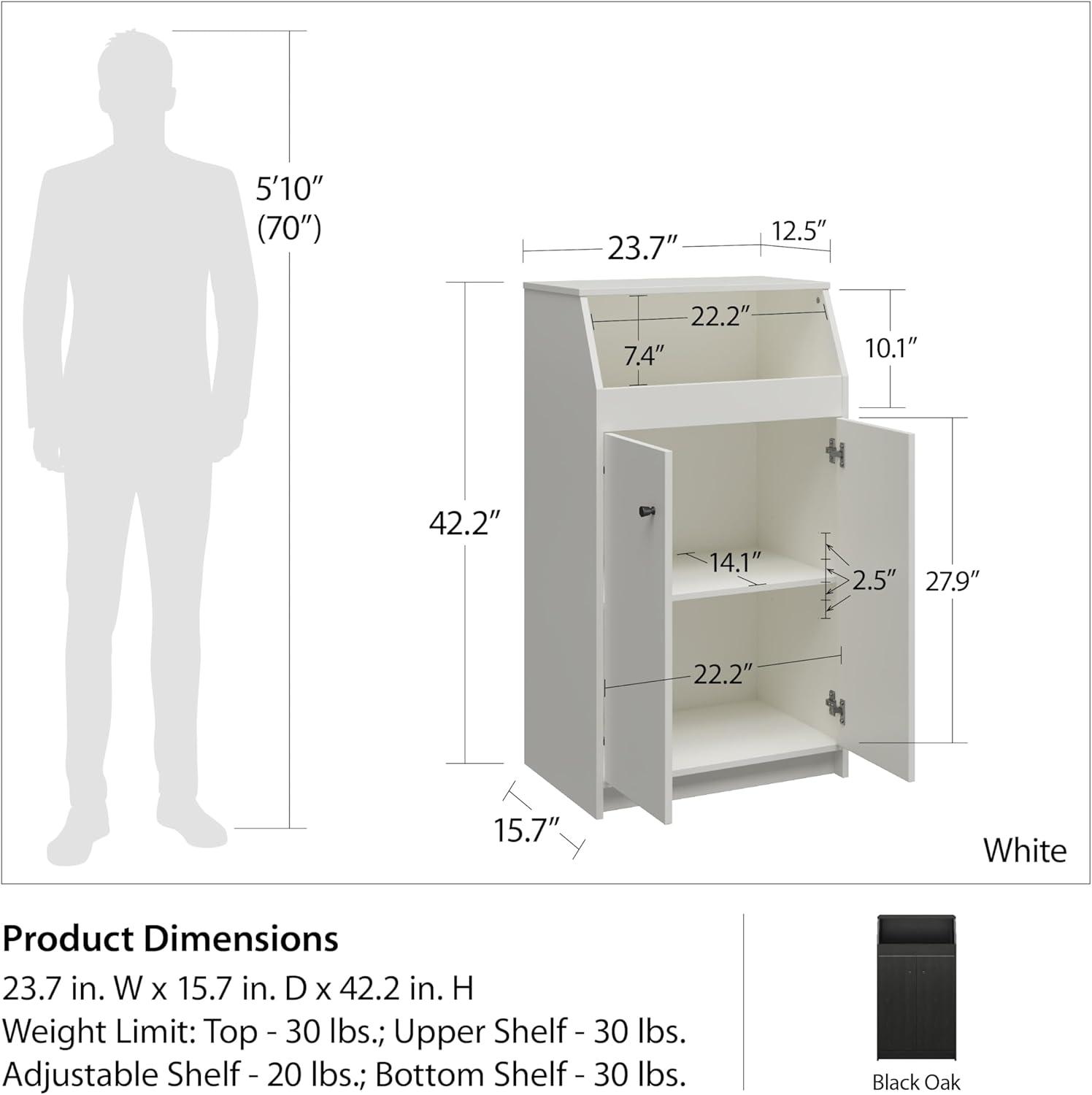 The Loft 2 Door Storage Tower, White