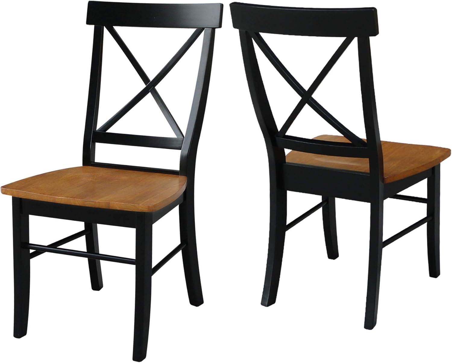 Set of 2 X Back Chairs with Solid Wood - International Concepts