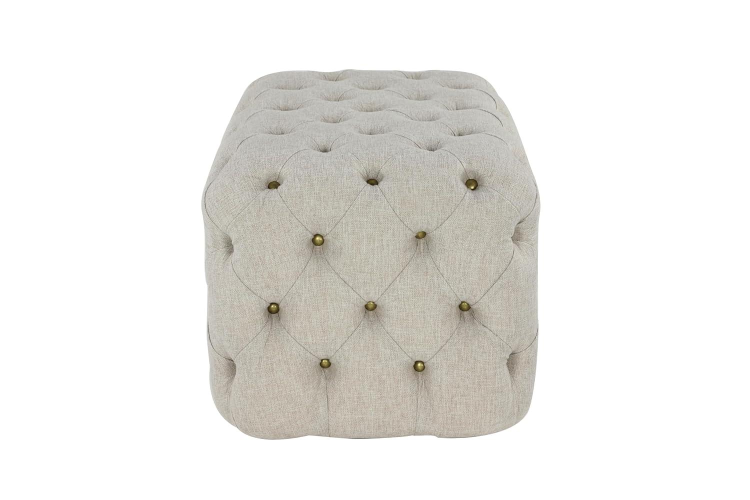 Linen Tufted Ottoman Bench Beige - Olivia & May