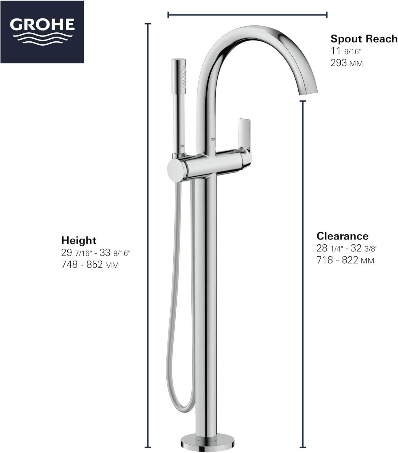 Brushed Nickel Floor Mounted Tub Filler with Hand Shower